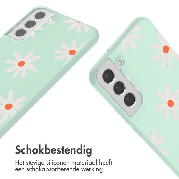 imoshion Siliconen design hoesje met koord Samsung Galaxy S22 - Green Flower Distance