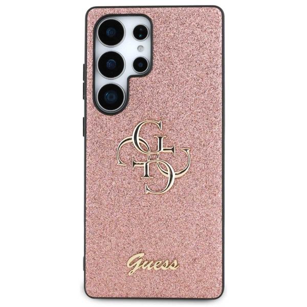 Guess 4G Metal Logo Glitter Backcover Samsung Galaxy S25 Ultra - Roze