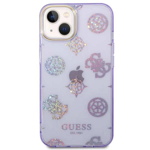 Guess Peony Glitter Backcover iPhone 14 - Lila