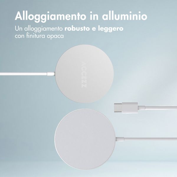 Accezz Wireless Charger USB-C - MagSafe en Qi2 Draadloze Oplader - 1 meter - Wit