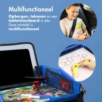 imoshion Reistafel - tablethouder auto - 7 opbergvakken - inclusief 2 kleurplaten - Blauw