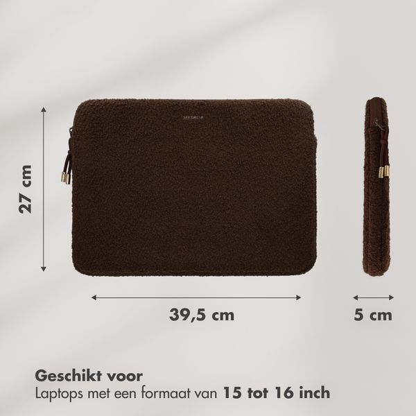 Selencia Teddy Laptophoes 15-16 inch - Laptopsleeve - Choco Brown