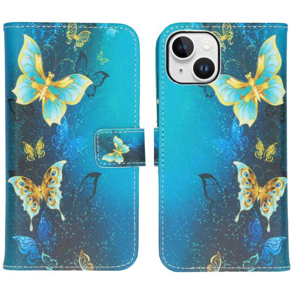 imoshion Design Softcase Bookcase iPhone 15 - Blue Butterfly