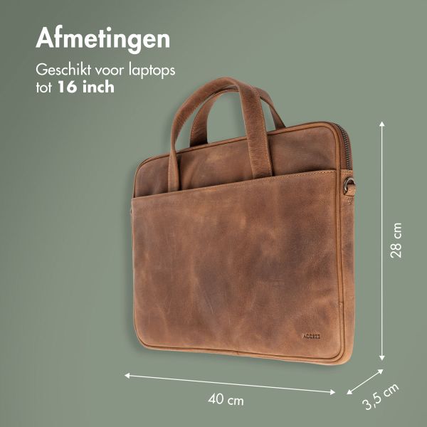 Accezz Leather Laptoptas 16 inch - Cognac