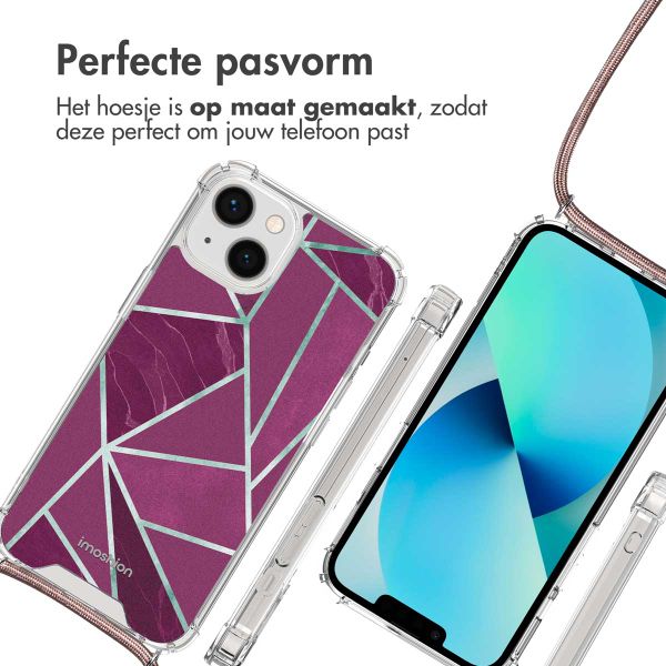 imoshion Design hoesje met koord Apple iPhone 13 - Bordeaux Graphic