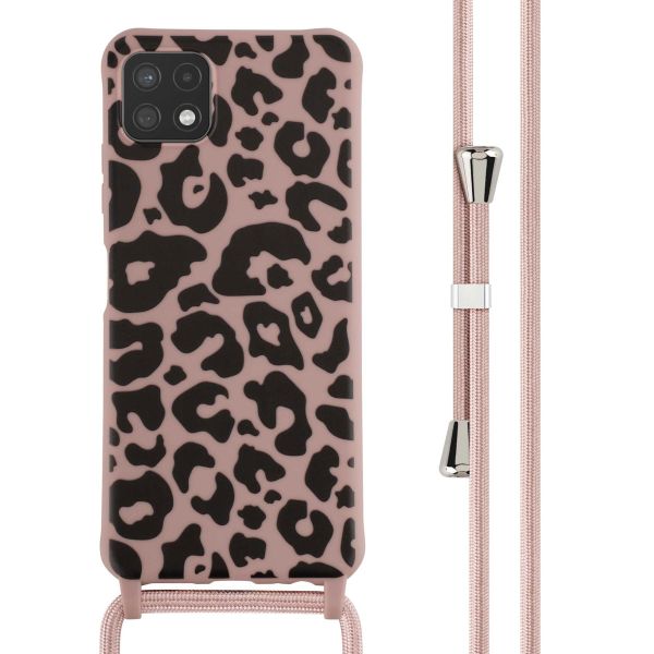 imoshion Siliconen design hoesje met koord Samsung Galaxy A22 (5G) - Animal Pink