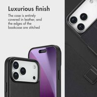 Accezz 2-in-1 Leather Bookcase with MagSafe Apple iPhone 17 - Onyx Black