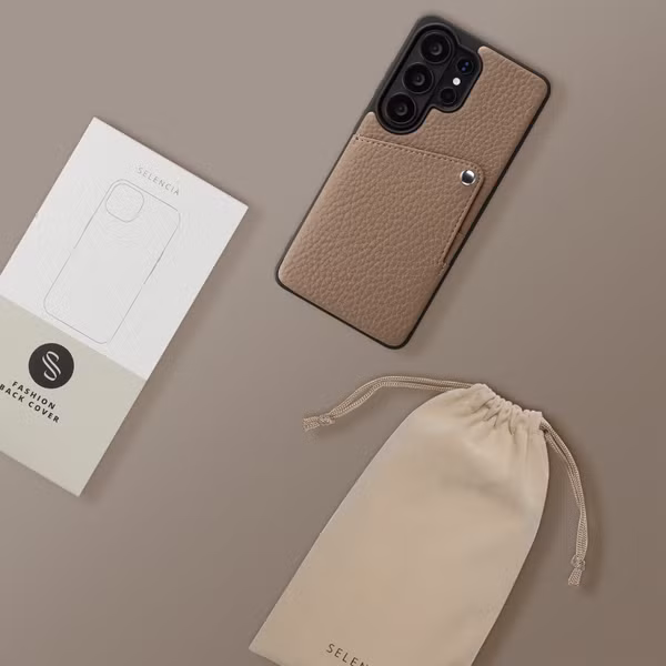 Selencia Riva Backcover met Pashouder Samsung Galaxy S26 Ultra - Mocha Brown