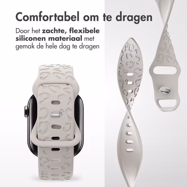 imoshion Siliconen bandje Panterprint Apple Watch Series 1 - 9 / SE (38/40/41 mm) | Series 10 / 11 (42 mm) - Sterrenlicht
