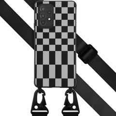 Selencia Siliconen design hoesje met afneembaar koord Samsung Galaxy A53 - Irregular Check Black