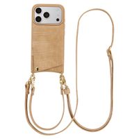 Selencia Nova Croco Telefoonhoes met Koord en Pashouder Apple iPhone 18 Pro / 17 Pro - Toasted Almond