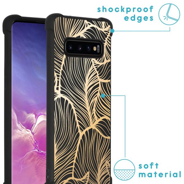 imoshion Design hoesje met koord Samsung Galaxy S10 - Bladeren - Goud