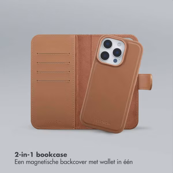 Selencia Olyn Uitneembare Bookcase met MagSafe Apple iPhone 16 Pro - Bruin