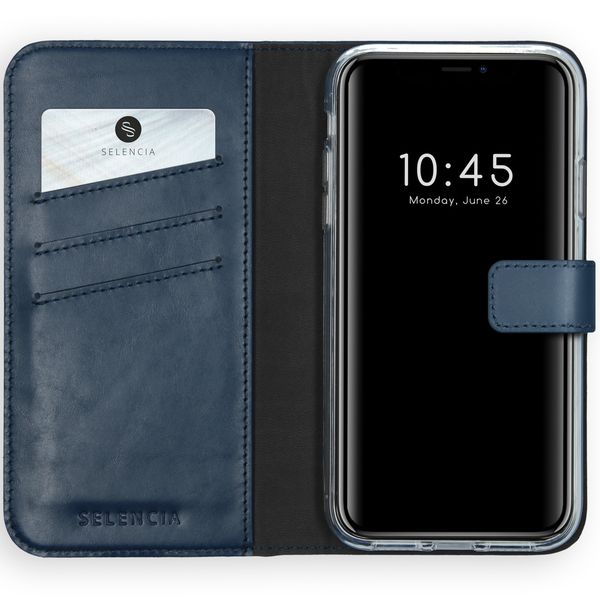 Selencia Echt Lederen Bookcase Apple iPhone Xr - Blauw