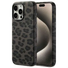 Selencia Sabi Backcover Panterprint met MagSafe Apple iPhone 15 Pro Max - Midnight Black