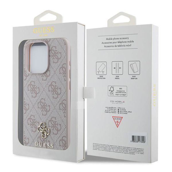 Guess 4G Metal Logo Backcover MagSafe Apple iPhone 15 Pro - Roze