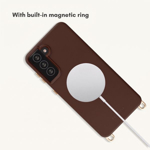 Selencia Rivièra MagSafe Case with detachable hooks Samsung Galaxy S21 - Choco Brown