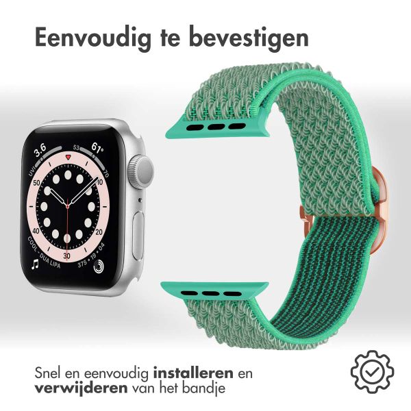 imoshion Elastisch nylonbandje Apple Watch Series 1 t/m 9 / SE (38/40/41 mm) | Series 10 / 11 (42 mm) - Turquoise