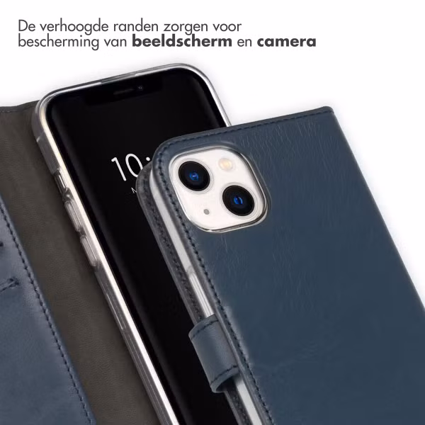 Selencia Echt Leren Bookcase iPhone 13 - Blauw