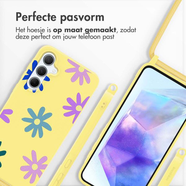 imoshion Siliconen design hoesje met koord Samsung Galaxy A55 - Yellow Flower Distance