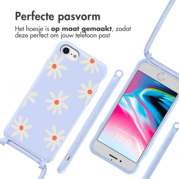 imoshion Siliconen design hoesje met koord Apple iPhone SE (2022 / 2020) / 8 / 7 - Lila Flower Distance