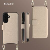 Selencia Riva Bookcase with MagSafe and phone strap Samsung Galaxy A37 (5G) - Beige