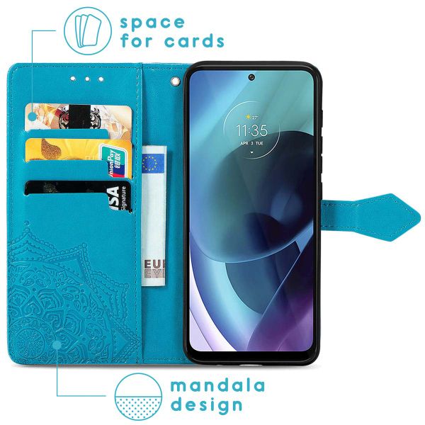 imoshion Mandala Bookcase Motorola Moto G71 - Turquoise