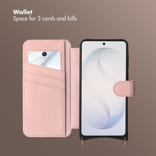 Selencia Riva Bookcase with MagSafe and phone strap Samsung Galaxy S26 - Old Pink