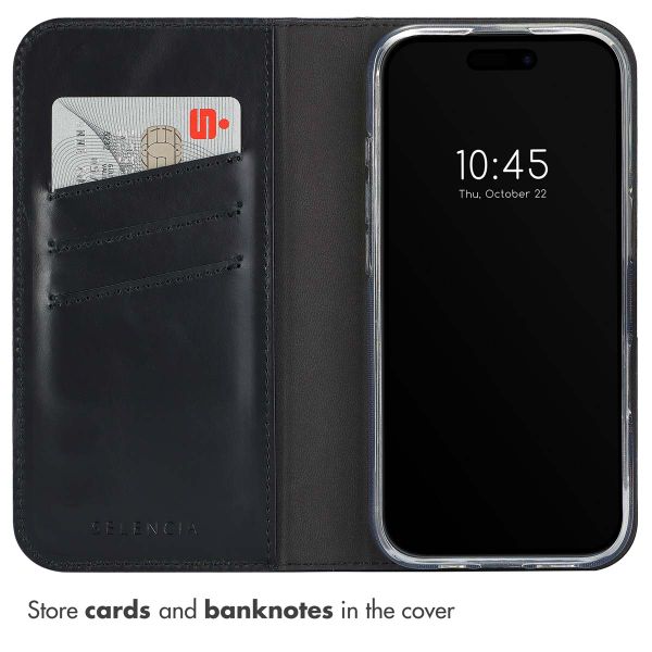 Selencia Genuine Leather Book Case Apple iPhone 16 Pro Max - Black