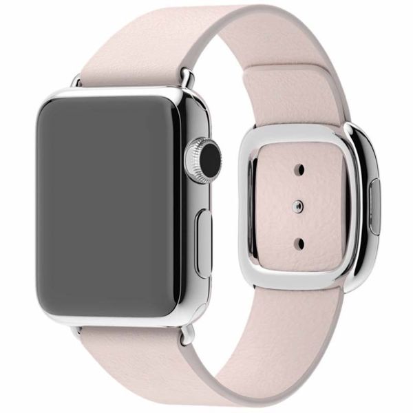 Apple Leather Band Modern Buckle Apple Watch Series 1 t/m 9 / SE (38/40/41 mm) | Series 10 (42 mm) - Maat S - Blush