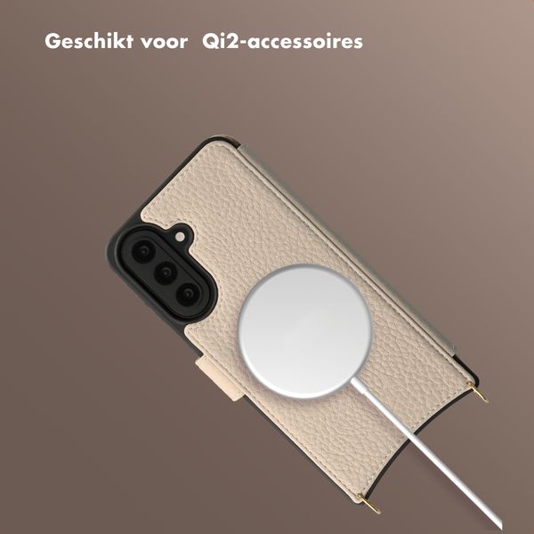 Selencia Riva Bookcase met MagSafe en Koord Samsung Galaxy A57 (5G) - Beige