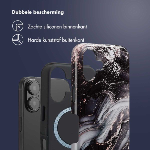 Selencia Vivid Tough Backcover met MagSafe iPhone 16 - Chic Marble Black