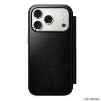 Nomad Modern Horween Leather Folio Bookcase met MagSafe Apple iPhone 17 Pro - Zwart
