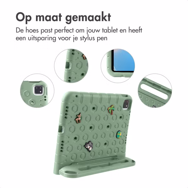 imoshion Kidsproof tablethoes met afneembare dolls Apple iPad 11 (2025) 11 inch A16 / iPad 10 (2022) 10.9 inch - Olive Green