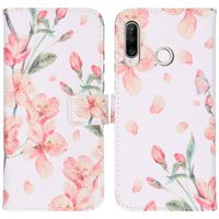 imoshion Design Softcase Bookcase Huawei P30 Lite - Bloem - Roze