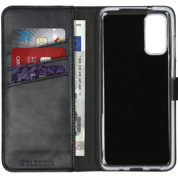 Selencia Echt Leren Bookcase Samsung Galaxy S20 - Zwart
