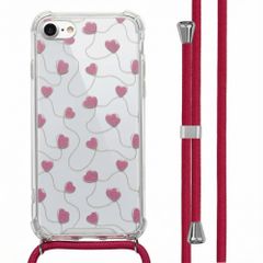 imoshion Design hoesje met koord Apple iPhone SE (2022 / 2020) / 8 / 7 - Dusty Rose Connected Hearts