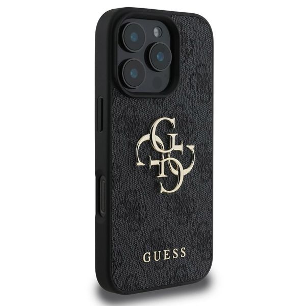 Guess 4G Metal Logo Backcover Apple iPhone 16 Pro - Zwart