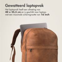 Accezz Leather Laptop rugzak 16 inch - Cognac