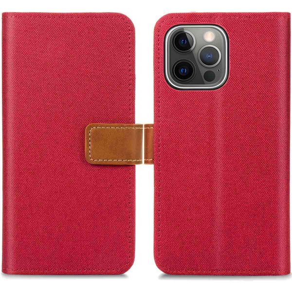 imoshion Luxe Canvas Bookcase iPhone 13 Pro - Rood