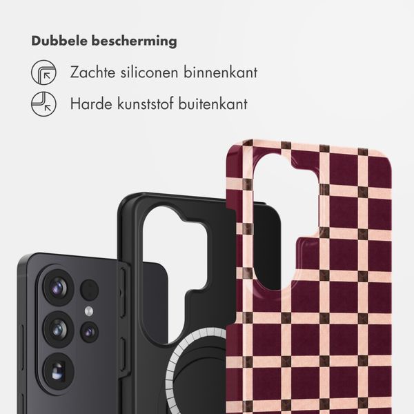 Selencia Vivid Backcover met MagSafe Samsung Galaxy S26 Ultra - Check This Burgundy