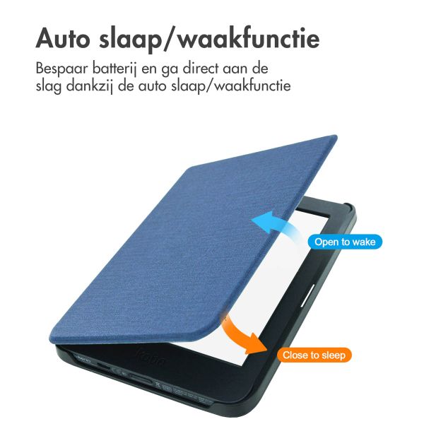 imoshion Canvas Sleepcover Bookcase Kobo Nia - Donkerblauw