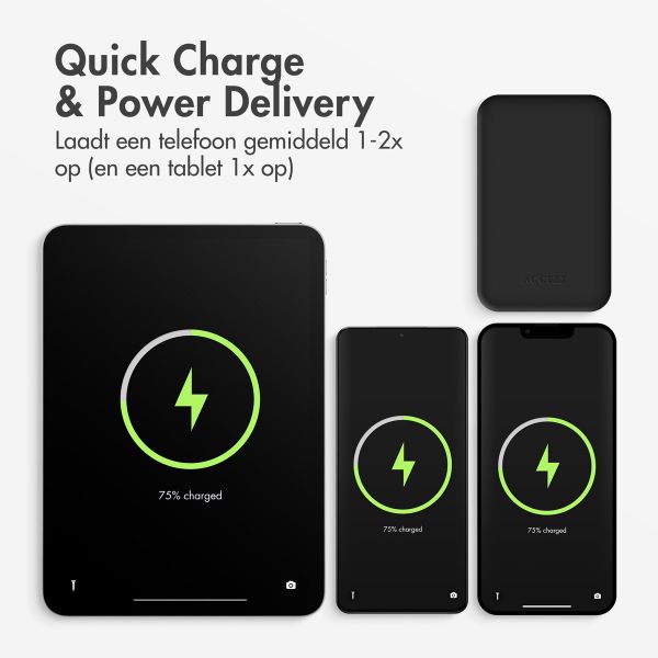 Accezz Powerbank 10.000 mAh met geïntegreerde kabels - Quick Charge en Power Delivery - Zwart