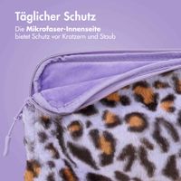 imoshion Fluffy Laptop hoes 15-16 inch - Laptopsleeve - Leopard Lilac