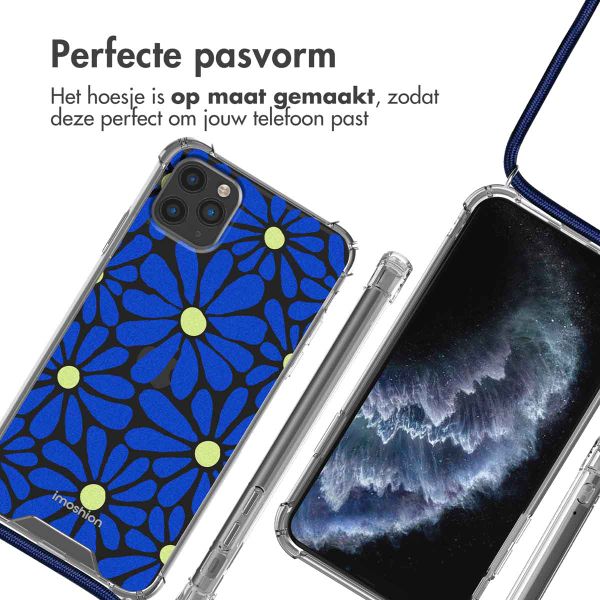 imoshion Design hoesje met koord iPhone 11 Pro Max - Cobalt Blue Flowers Connect