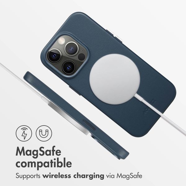 Accezz Leather Back Cover with MagSafe Apple iPhone 14 Pro - Nightfall Blue
