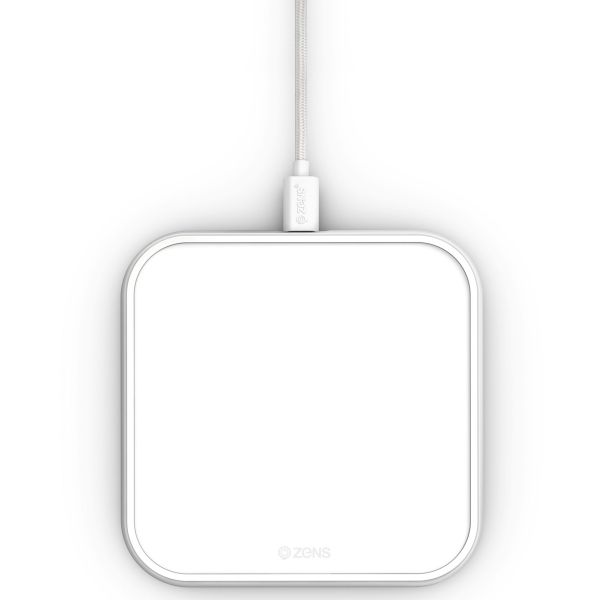 Zens Aluminium Single Wireless Charger - Draadloze oplader - Met laadkabel - 10 Watt - Wit