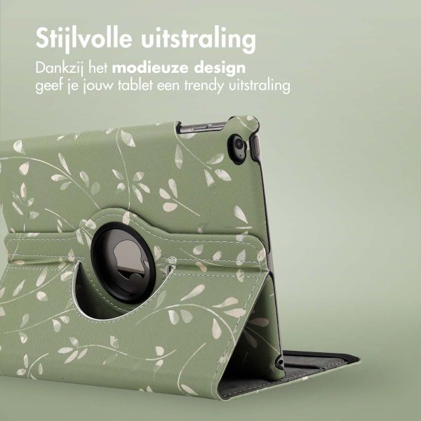 imoshion 360° Draaibare Design Bookcase Apple iPad 6 (2018) 9.7 inch / iPad 5 (2017) 9.7 inch - Green Flowers