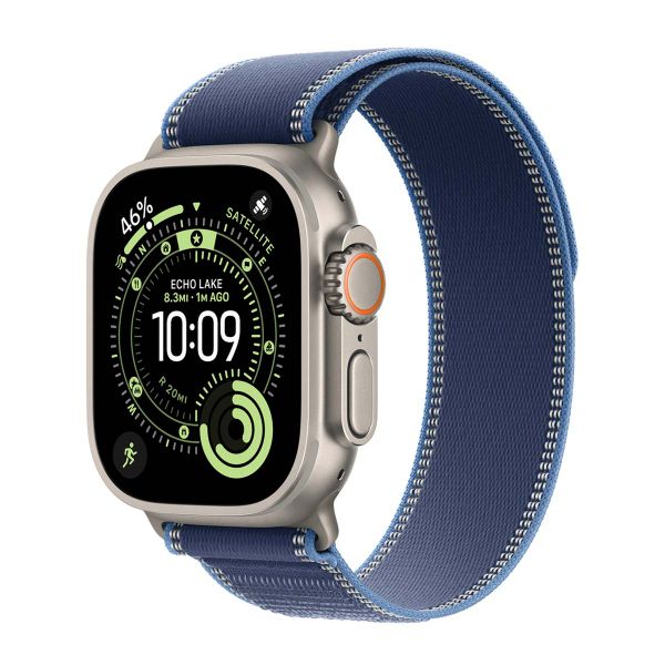 Apple Trail Loop Band Apple Watch Series 1 t/m 11 / SE / Ultra (44/45/46/49 mm) - Maat S/M - Blue / Bright Blue Natural Titanium