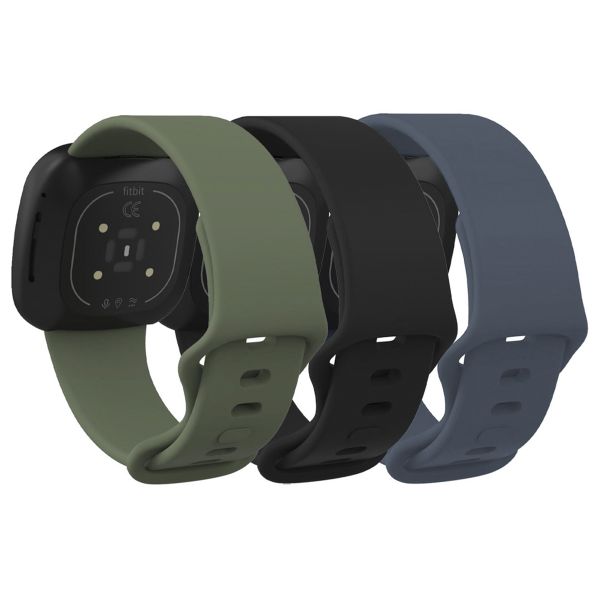 imoshion Siliconen bandje Multipack voor Fitbit Versa 4 / 3 / Sense (2) - Zwart / Groen / Blauw